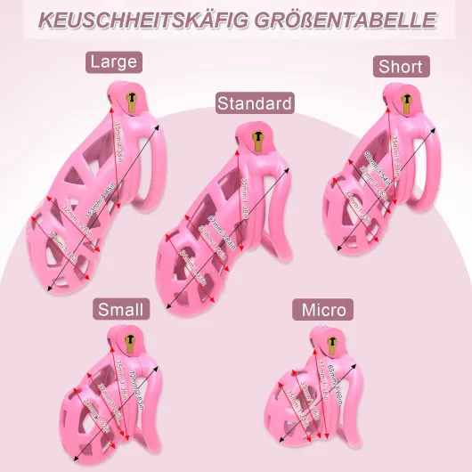 B2-Ceinture de chasteté Set de 4 cockrings Rose Sissy Sex Toy Cage de chasteté Cage de chasteté respirante avec Invisible Lock Design Homme Cock Bondage BDSM Sex toys en résine (small,Pink) small Pink