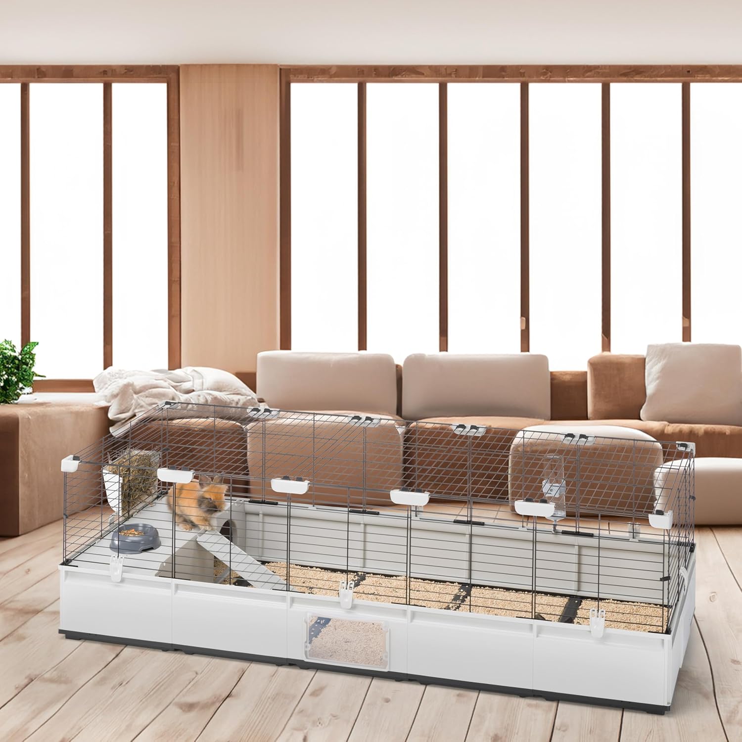 Cage pour Lapins, Cage pour cochons d'Inde, cobayes, Modular 4, Extensible, Grande Cage à Lapin, Accessoires Inclus, Facile à Nettoyer, 179 x 72 x h 56 cm L 179 x l 72 x H 56 cm