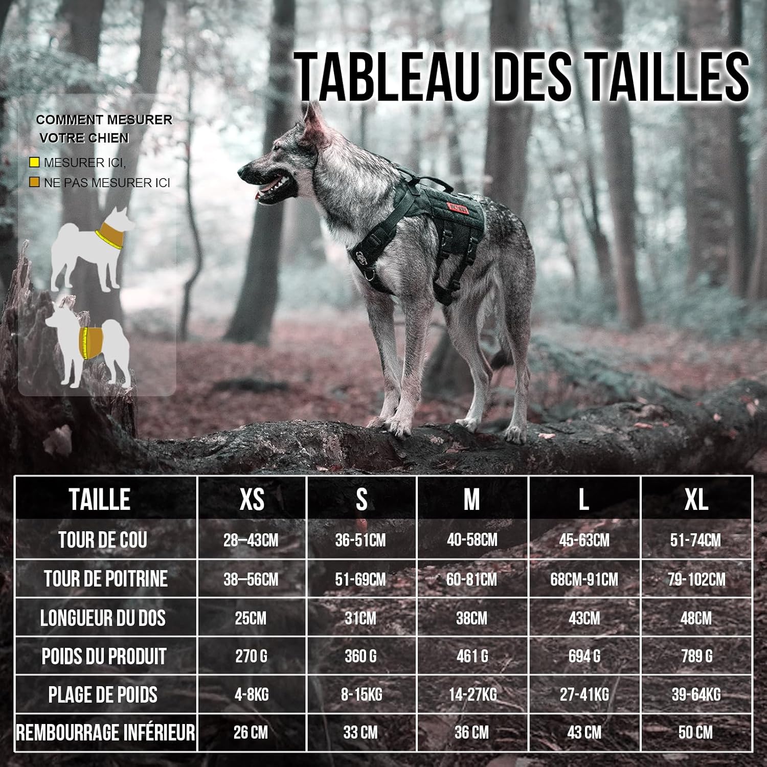 Harnais de sécurité réglable pour chiens de grande et moyenne taille, En maille Aire, Ultra respirant, Avec 2 poignées, Gilet pour chien Noir L